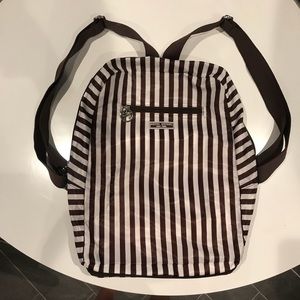 Henri Bendel brown white stripe nylon backpack 🎒
